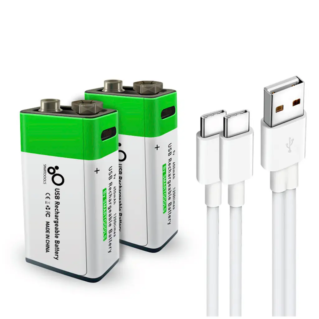 USB oplaadbare batterij - 9 Volt - 650 mAh - 2 stuks - Afbeelding 2