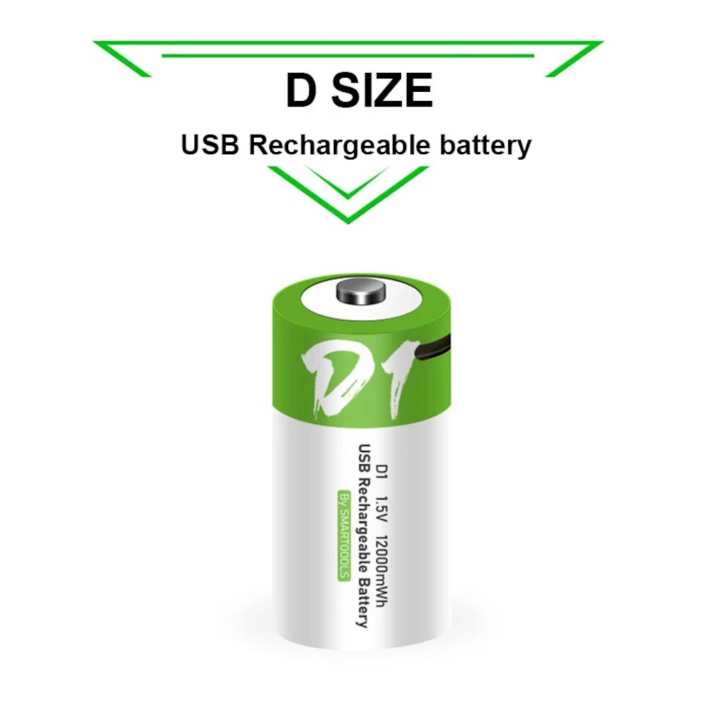 USB oplaadbare batterij - Type D - 12000 mWh - 2 stuks